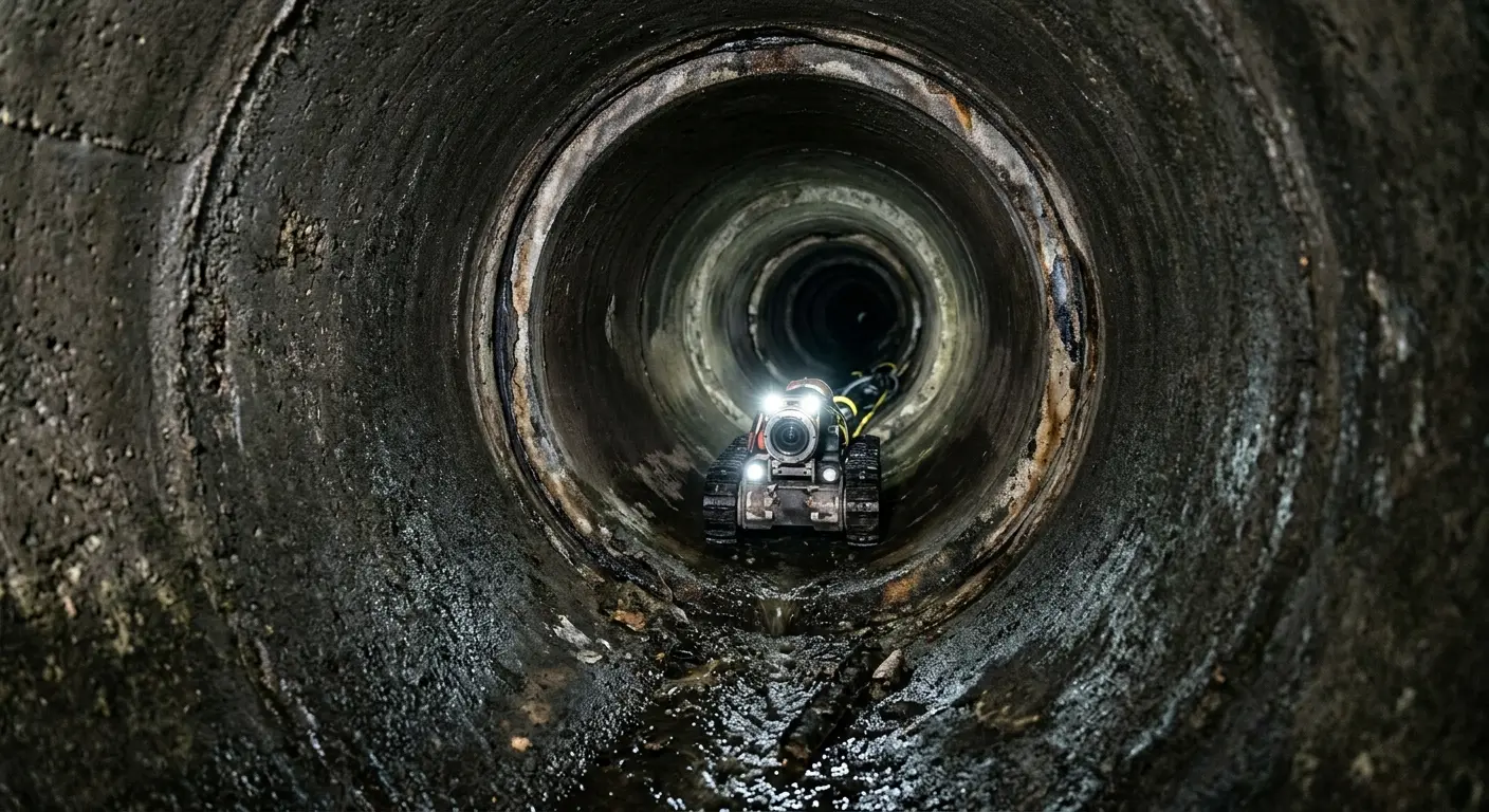 Robotic sewer camera inspecting pipe interior for Drain Snake Service in Grand Ledge